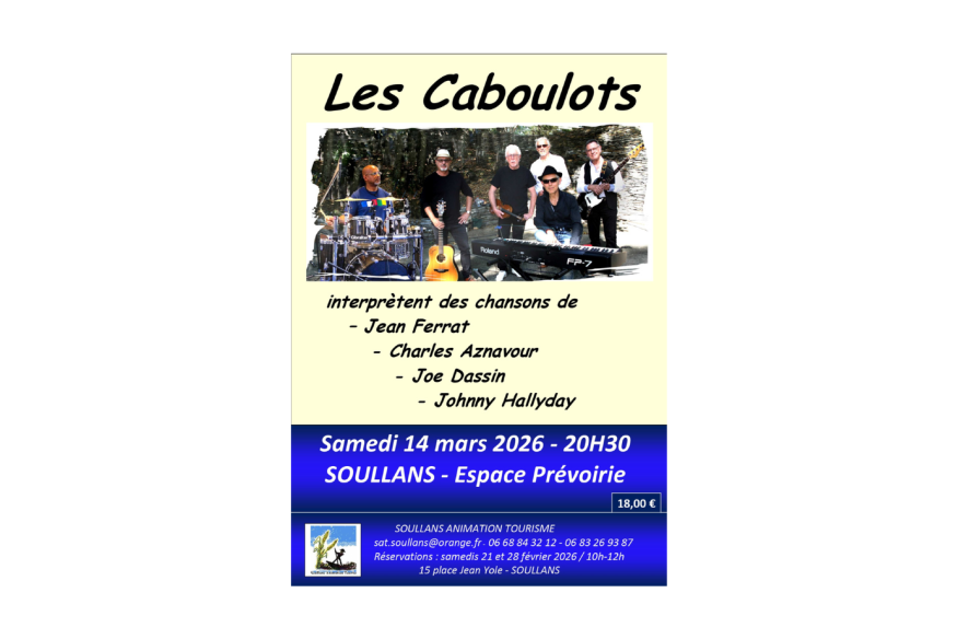Une soirée musicale avec Les Caboulots, à Soullans